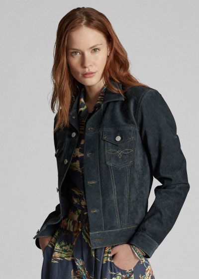 Chaquetas Ralph Lauren Mujer Azules - Suede - WLBIY7260